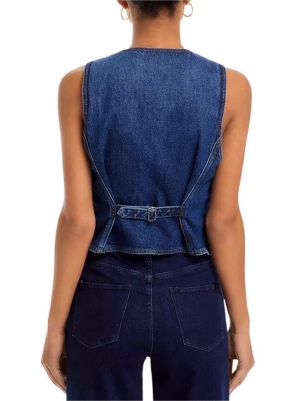 MOTHER Denim Button Front Vest in Blue - Picture 2 of 3